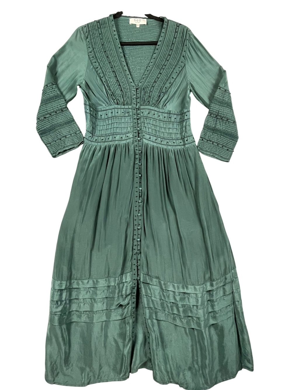 SEA New York Azzedine Crepe de Chine Feminine Sophisticated Flowy Midi Dress - 6